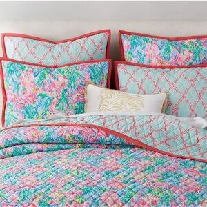 NWT Lilly Pulitzer Pottery Barn‎ Reversible Euro Sham Fan Sea Pants Deep Dive z0